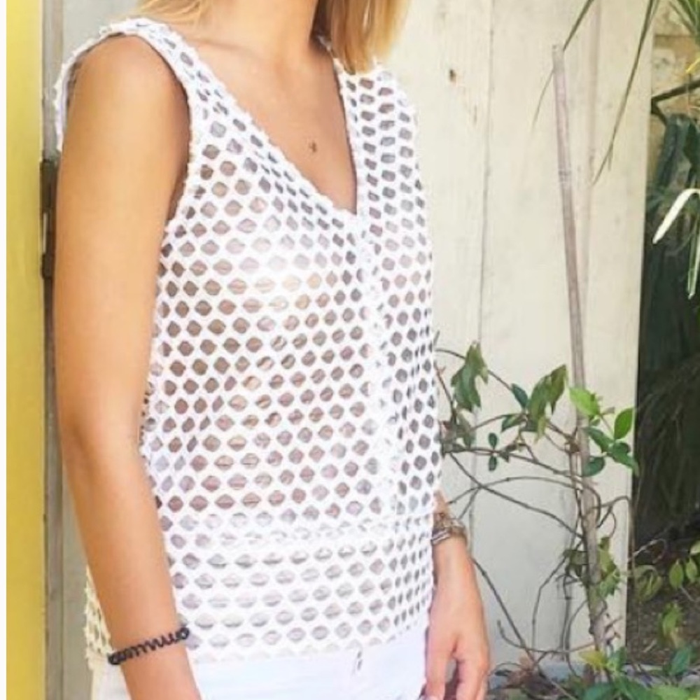 KOCH Made in USA V-Neck Sleeveless Top XS Cotton Polyurethane